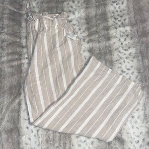 Wide Leg Ankle Length Linen Pants